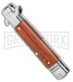 Milano 7.5" Lever Lock Automatic Knife Rosewood - Bayonet Satin -Deals Blade Master Store Milano 7.5 Lever Lock Automatic Knife Rosewood Bayonet Satin GX 33519 ns side large