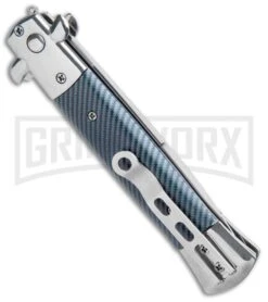 Milano 9" Stiletto Simulated Carbon Fiber Automatic Knife - Bayonet -Deals Blade Master Store Milano 9in Simulated CF Bayo Satin GS8MBK GX 34135 jr side large