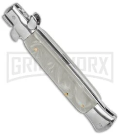 Milano 9" White Acrylic Bayonet (4" Satin) -Deals Blade Master Store Milano 9in White Acrylic Bayonet Satin GX 37522 jr side large