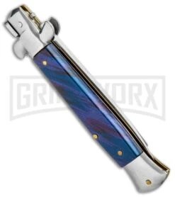 Milano Italian Style Stiletto Blue Automatic Knife - Bayonet -Deals Blade Master Store Milano Italian Style Blue Auto Bayo GBS 016BL GX 15721 jr SIDE large