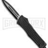 Trooper OTF Textured Black Automatic Dagger Knife - Two-Tone Plain