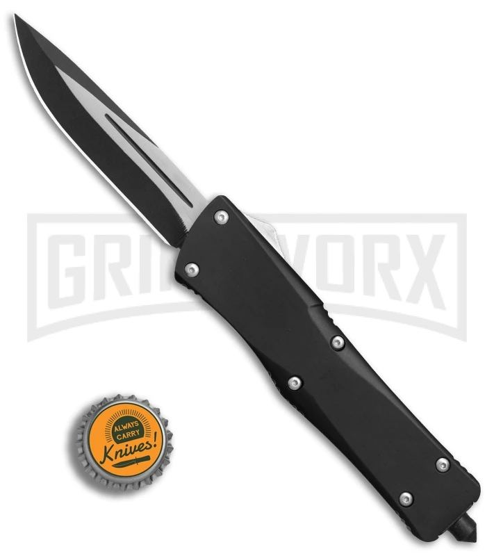 Night Bird D/A OTF Automatic Knife Smooth Black Handle - Black Plain 4 Night Bird D/A OTF Automatic Knife Smooth Black Handle - Black Plain - Image 4