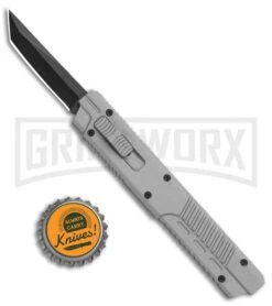 Firecracker XL Gray DA/OTF Automatic Knife - Tanto Black Plain -Deals Blade Master Store Pocket Clip Gray DA OTF Auto Black Tanto 27065GY GX 35603 jr bottlecap large