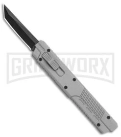 Firecracker XL Gray DA/OTF Automatic Knife - Tanto Black Plain