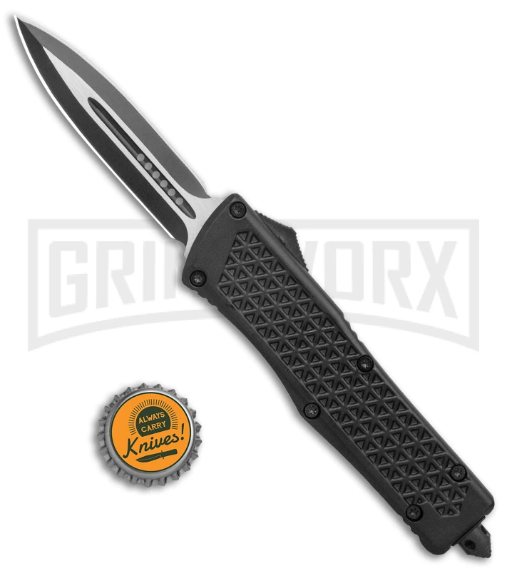 Rumble Black D/A OTF Automatic Knife Diamond Grid Pattern - Dagger, 2 Tone 5 Rumble Black D/A OTF Automatic Knife Diamond Grid Pattern - Dagger, 2 Tone - Image 5