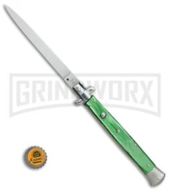 SKM 13" Italian Stiletto Green Pearlex Automatic Knife - Flat Grind -Deals Blade Master Store SKM 13in Italian Stiletto Green Pearlex flat grind BP 15856 er bottlecap large