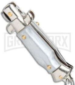 SKM 2.75" Italian Stiletto Keychain Gray Automatic Knife -Deals Blade Master Store SKM 2.75in Keychain Stiletto Auto Gray Satin Flat BHQ 51051 jr side large