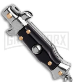 SKM 2.75" Italian Stilletto Keychain Black Automatic Knife -Deals Blade Master Store SKM 2in Keychain Stiletto AK Black 1in Satin Flat BHQ 51045 td spine large