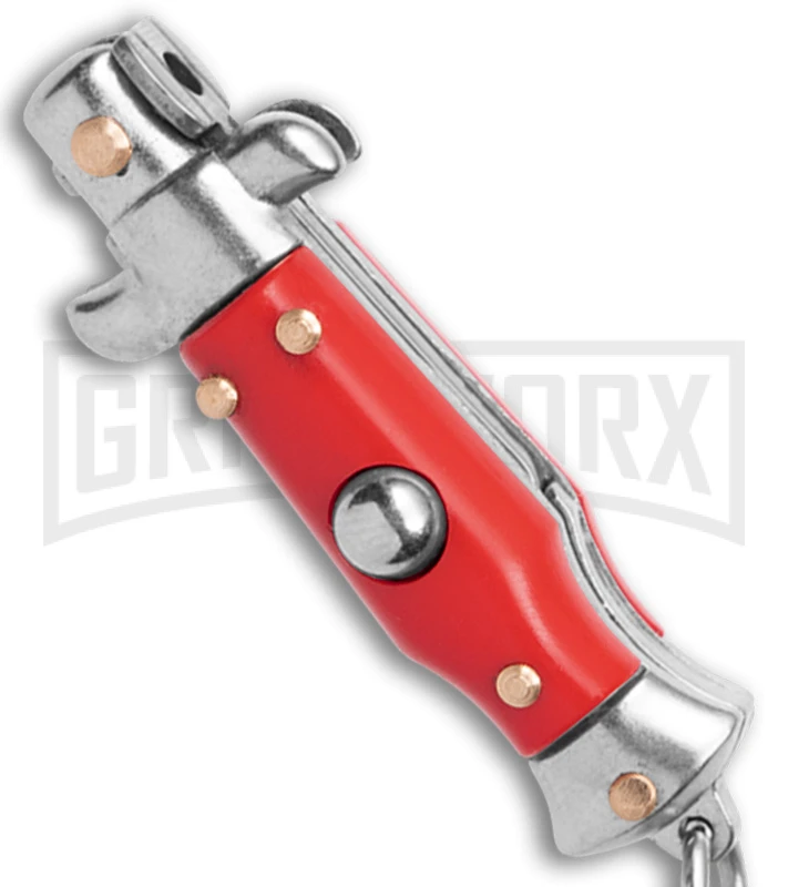 SKM 2.75" Italian Stilletto Keychain Red Automatic Knife 2 SKM 2.75" Italian Stilletto Keychain Red Automatic Knife - Image 2
