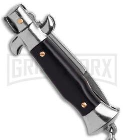 SKM 4" Italian Stiletto Black Automatic Knife Keychain - Bayo -Deals Blade Master Store SKM 4in Keycahing Stiletto AK Black 1in Satin Bayo BHQ 183372 td side large