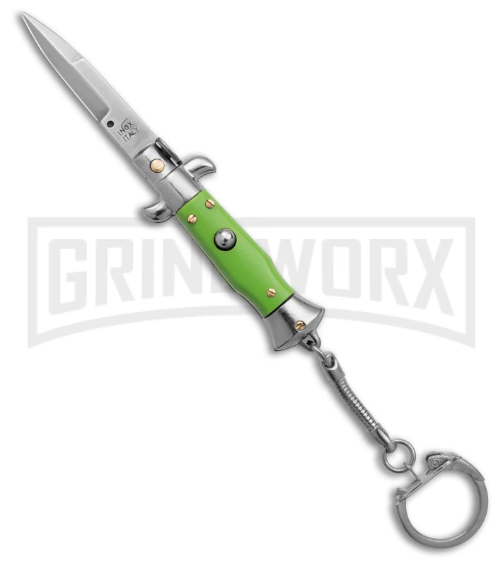 SKM 4" Italian Stiletto Green Acrylic Automatic Knife Keychain - Bayo 1 SKM 4" Italian Stiletto Green Acrylic Automatic Knife Keychain - Bayo
