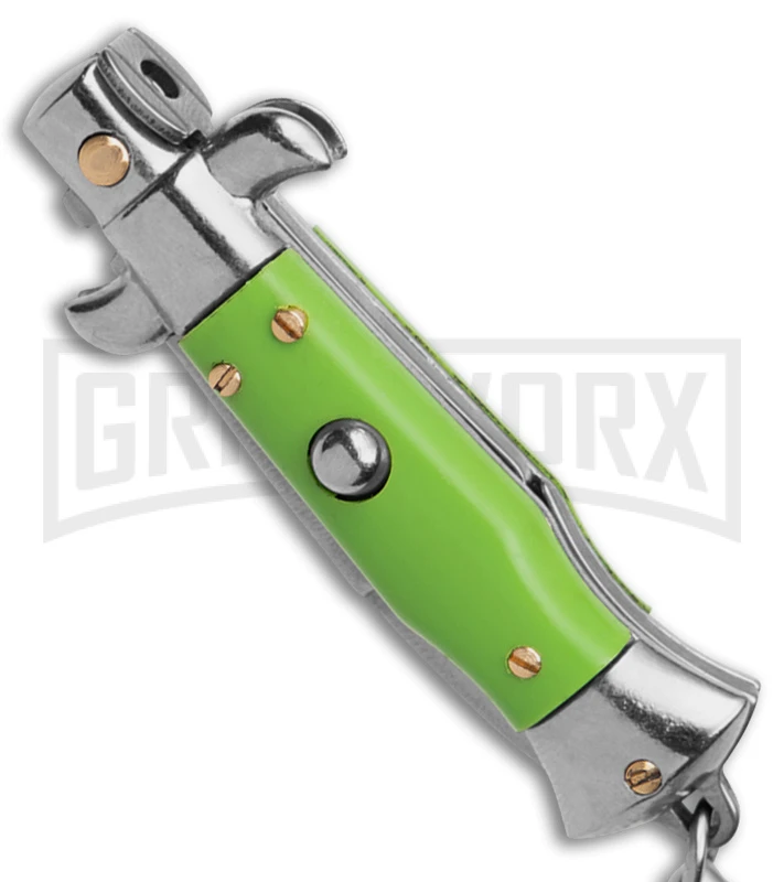 SKM 4" Italian Stiletto Green Acrylic Automatic Knife Keychain - Bayo 2 SKM 4" Italian Stiletto Green Acrylic Automatic Knife Keychain - Bayo - Image 2