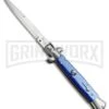 SKM/AB 9" Italian Stiletto Dark Blue Automatic Knife - Satin Bayonet