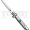 SKM/AB 8" Italian Stiletto Gray Pearlex Automatic Knife - Dagger Satin