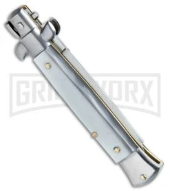 SKM/AB 8" Italian Stiletto Gray Pearlex Automatic Knife - Dagger Satin -Deals Blade Master Store SKM AB Italian Stiletto Gray Pearlex Dagger Satin BP 22519 jr side large