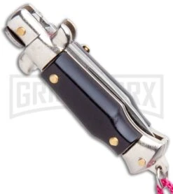 Italian Stiletto Black Automatic Knife Pink Keychain - Flat Grind 6 Italian Stiletto Black Automatic Knife Pink Keychain - Flat Grind -Deals Blade Master Store SKM Italian Stiletto Keychain Auto Black Pink Satin BHQ 102936 jr side large