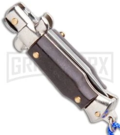 Italian Stiletto Brown Automatic Knife Blue Keychain - Flat Grind 6 Italian Stiletto Brown Automatic Knife Blue Keychain - Flat Grind -Deals Blade Master Store SKM Italian Stiletto Keychain Auto Brown Blue Satin BHQ 102945 jr side large