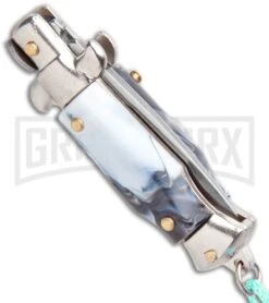 Italian Stiletto Gray Marble Automatic Knife Teal Keychain - Flat Grind 6 Italian Stiletto Gray Marble Automatic Knife Teal Keychain - Flat Grind -Deals Blade Master Store SKM Italian Stiletto Keychain Auto Marble Teal Satin BHQ 102943 jr side large
