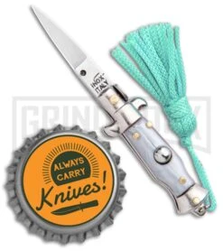 Italian Stiletto Gray Automatic Knife Teal Keychain - Flat Grind 7 Italian Stiletto Gray Automatic Knife Teal Keychain - Flat Grind -Deals Blade Master Store SKM Italian Stiletto Keychain Auto Silver Teal Satin BHQ 102942 jr bottlecap large