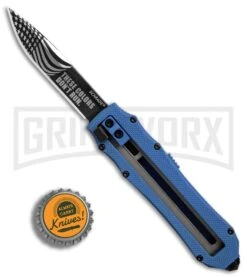 Schrade SCHOTFBL Blue OTF Spring Assisted Knife - Gray 4TH18 -Deals Blade Master Store Schrade OTF Blue Gray BHQ 84391 er bottlecap large