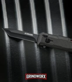 Schrade SCHOTF8TB Viper OTF Black Aluminum Assisted Knife - Tanto Black Plain -Deals Blade Master Store Schrade Viper Tanto OTF Black Black SCHOTF8TB BHQ 27950 jr lifestyle large