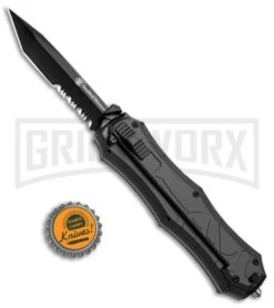Smith & Wesson Spring Assisted Finger Actuator Tanto OTF Knife - Black Serr -Deals Blade Master Store Smith Wesson OTF Assist Finger Actuator Tanto Black Serr SWOTF9TBS BHQ 67474 jr bottlecap large