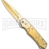 Super Knife Croc Automatic Knife Stainless Gold W/ Gold Inlay - Gold Serr