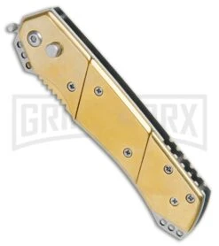 Deals Blade Master Store -Deals Blade Master Store Super Knife Croc Auto Stainless Gold Gold Inlay Gold Serr GX 34967 jr spine large