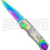 Super Knife Croc Automatic Knife Stainless Rainbow W/ White Inlay - Rainbow Serr