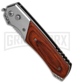 Super Knife Croc Automatic Knife Stainless W/ Rosewood Inlay - Satin Serr -Deals Blade Master Store Super Knife Croc Stainless Rosewood Inlay satin serr BP 30075 er spine large