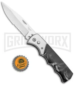 Super Knife Dingo Black Marble Acrylic Automatic Knife - Satin Serr -Deals Blade Master Store Super Knife Dingo Black Marble Acrylic Auto Satin Serr GA623SLMBK GX 33496 jr bottlecap large