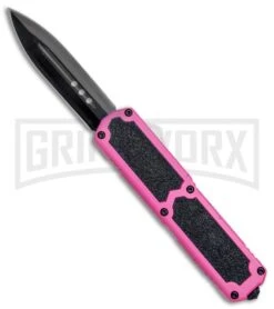 Titan Pink D/A OTF Automatic Knife - Dagger Black Plain