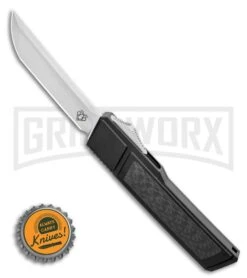 Vespa Knives Ripper OTF Black/ CF Inlay Japanese Tanto Knife - Satin -Deals Blade Master Store Vespa Knives Ripper OTF Japanese Tanto Black CF Inlay 3.2 Satin GX 36583 LS Bottlecap 3 large