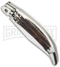AGA Campolin Diana Stag Horn Lever Lock Automatic Knife - Satin Plain -Deals Blade Master Store aga campolin stag diana leverlock bottom cm large