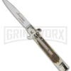 AKC 7.75" Bill DeShivs Leverletto Stag Horn Automatic Knife - Flat Grind