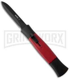AKC 077 Concord Black/Red OTF Automatic Knife - Dagger Black Plain