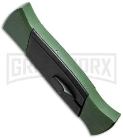 AKC 777 Blackfinger Green/Black OTF Automatic Knife - Flat Grind Satin Plain -Deals Blade Master Store akc 777 green satin flat side cm large