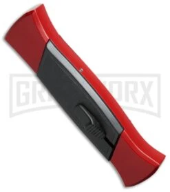AKC 777 Blackfinger Red/Black OTF Automatic Knife - Flat Grind Satin Plain -Deals Blade Master Store akc 777 red satin flat bottom cm large