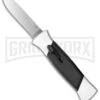 AKC 777 Blackfinger White/Black OTF Automatic Knife - Flat Grind Satin Plain