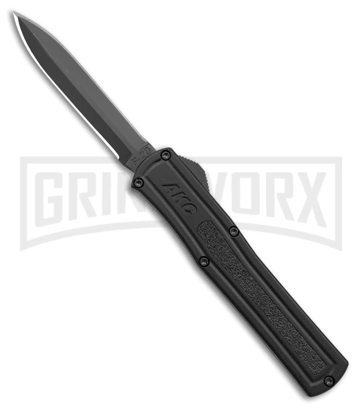 AKC F-20 Black D/A OTF Automatic Knife - Dagger Black Plain 1 AKC F-20 Black D/A OTF Automatic Knife - Dagger Black Plain