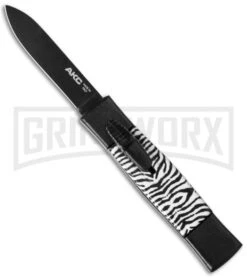 AKC Minion Concord Zebra OTF Automatic Knife - Black Flat
