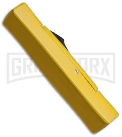 AKC Minion Concord Yellow OTF Automatic Knife - Satin Plain -Deals Blade Master Store akc minion satin flat yellow BHQ 36365 dl side large