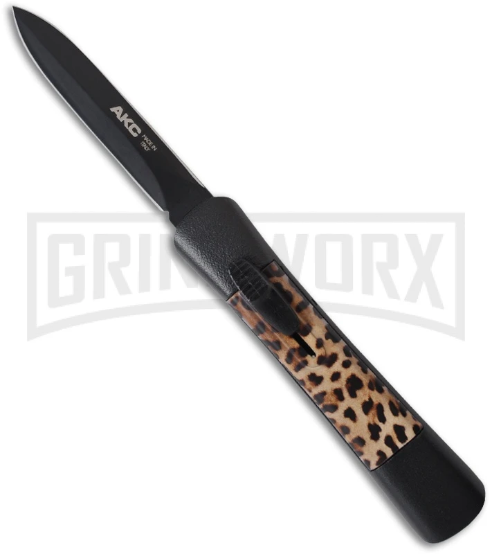 AKC Concord Leopard OTF Automatic Knife - Dagger Black Plain 1 AKC Concord Leopard OTF Automatic Knife - Dagger Black Plain