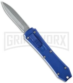 Coffin Blaster Metallic Blue DA/OTF Automatic Knife - Bead Blast Plain