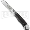 8" Medteh Russian Bottom Bolster Stiletto Dark Wood Automatic Knife - Satin