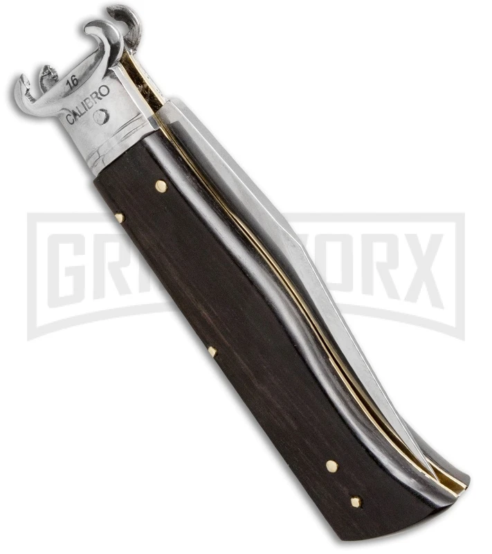 AGA Campolin Ebony Shot Shell Puller Calibro Humpback Auto Knife - Polish Plain 2 AGA Campolin Ebony Shot Shell Puller Calibro Humpback Auto Knife - Polish Plain - Image 2