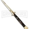 Frank B. 11" Italian Stiletto Dark Horn Automatic Knife - Gold Bayonet