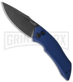 Kershaw Launch 1 Blue Aluminum Automatic Knife - Blackwash Plain