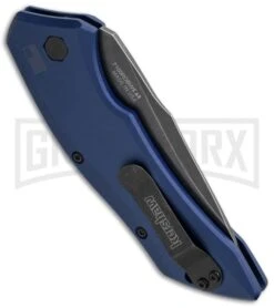 Kershaw Launch 1 Blue Aluminum Automatic Knife - Blackwash Plain -Deals Blade Master Store kershaw launch auto 1 blackwash blue side cm large