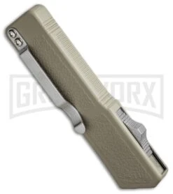 Lightning Tan D/A OTF Automatic Knife - Black Dagger Serr 5 Lightning Tan D/A OTF Automatic Knife - Black Dagger Serr -Deals Blade Master Store lightning tan black dagger serr side cm large